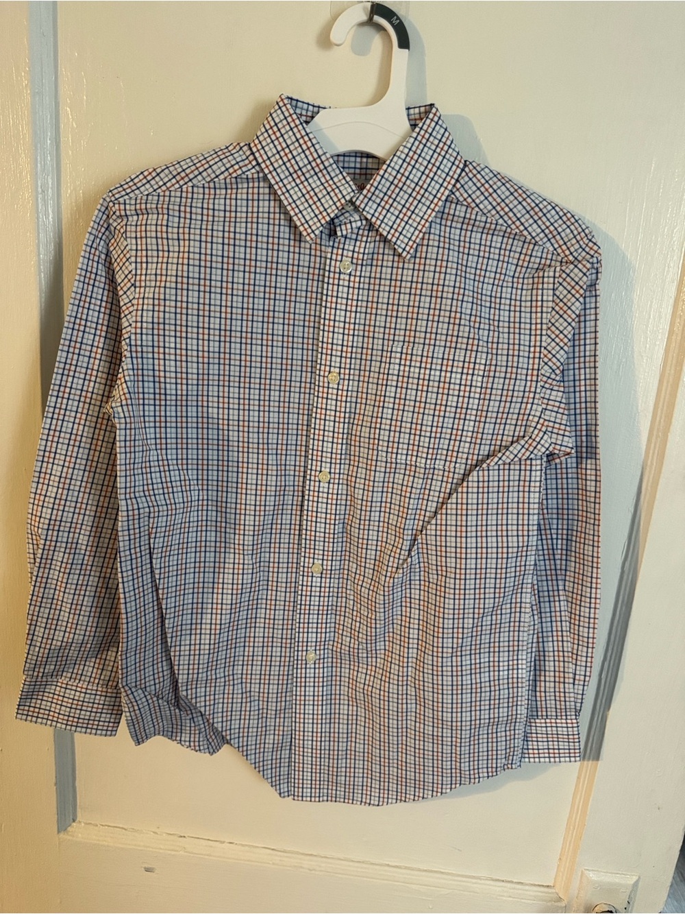 Boy’s Blue and Orange Checkered Shirt 🐇🐣